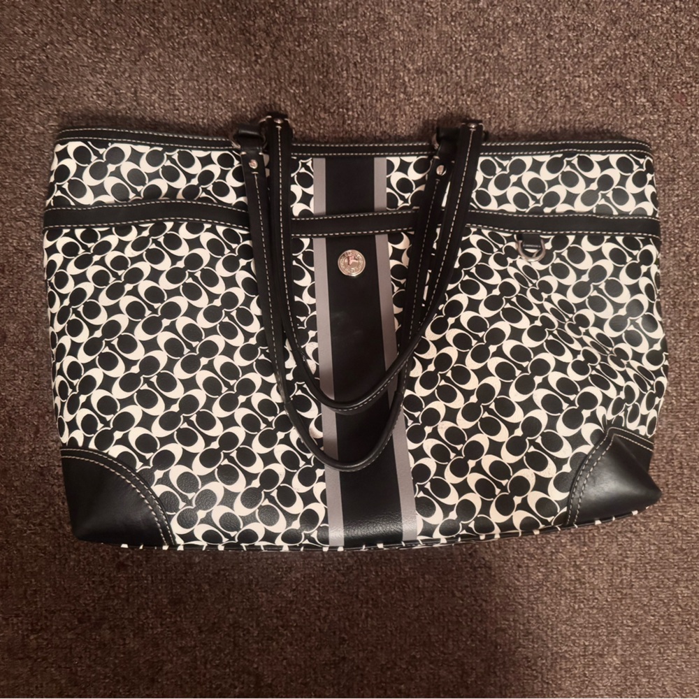 Coach Monochrome Chelsea Heritage Striped Travel Tote